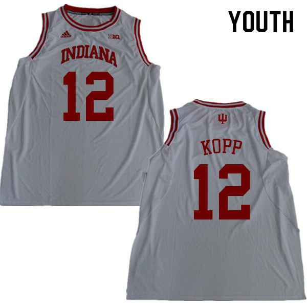Youth #12 Miller Kopp Indiana Hoosiers College Basketball Jerseys Sale-White - Click Image to Close